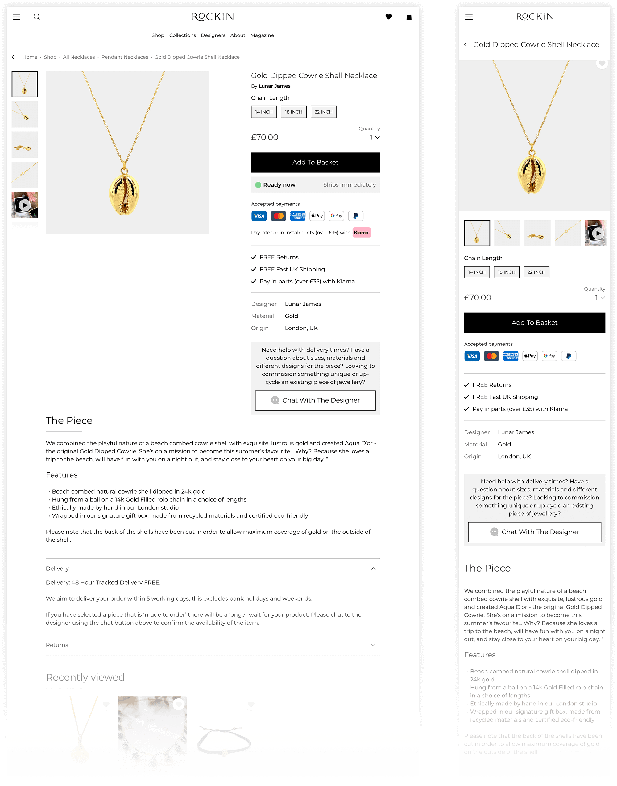 Product detail page example